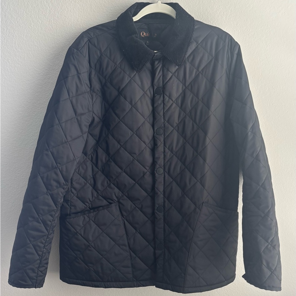Quince Diamond Quilted  Corduroy Collar Black Barn Jacket large - Picture 10 of 10